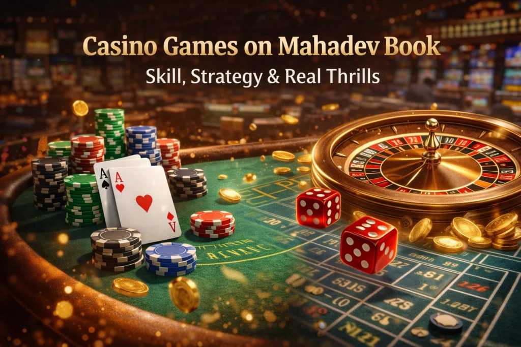 Mahadev Book casino games including blackjack poker and roulette tables
