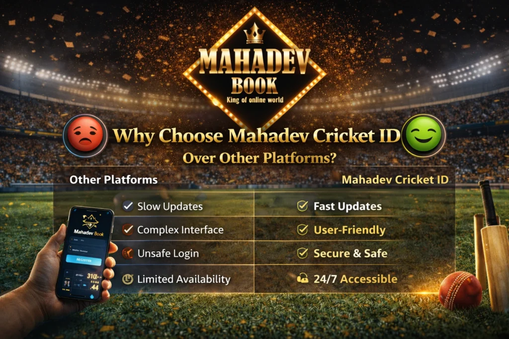 Mahadev Cricket ID online platform showing live scores, fast login and secure cricket dashboard