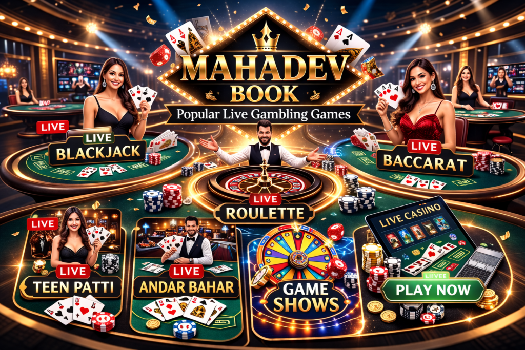 Popular Live Gambling Games like Blackjack, Roulette, Baccarat, Teen Patti and Andar Bahar on Mahadev Book