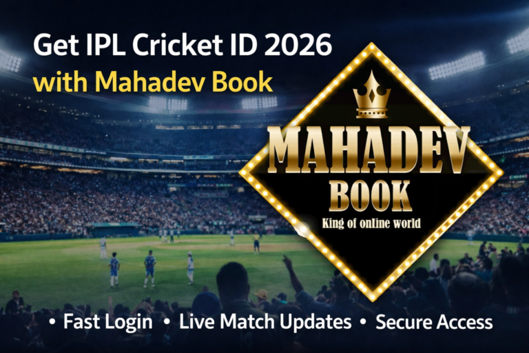 Get IPL Cricket ID 2026 Mahadev Book logo banner with fast login, live IPL match updates and secure cricket ID provider in India