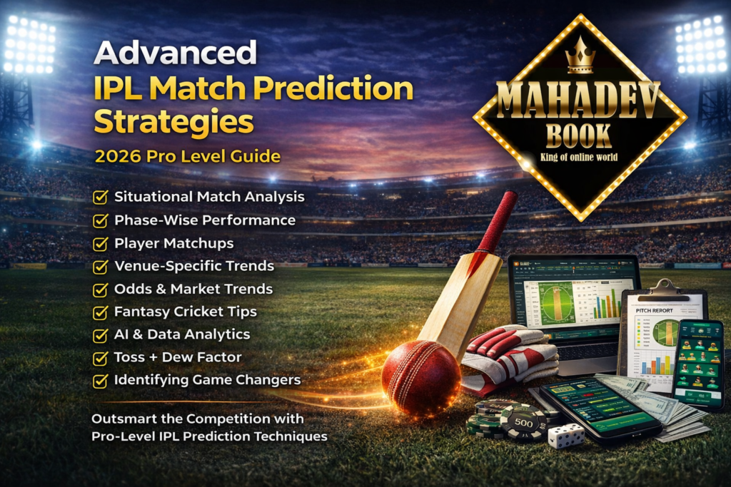 advanced IPL match prediction strategies 2026 including AI analysis player matchups fantasy tips toss strategy and data driven insights by Mahadev Book